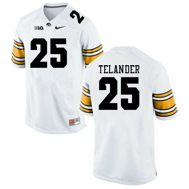 Men #25 Kelby Telander Iowa Hawkeyes College Football Jerseys Sale-White - Click Image to Close